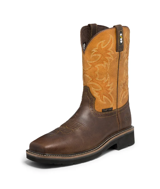 Buy More, Save More On Stylish Shoes Justin ESD CT Mens Burnt Ember Actuator Leather Work Boots