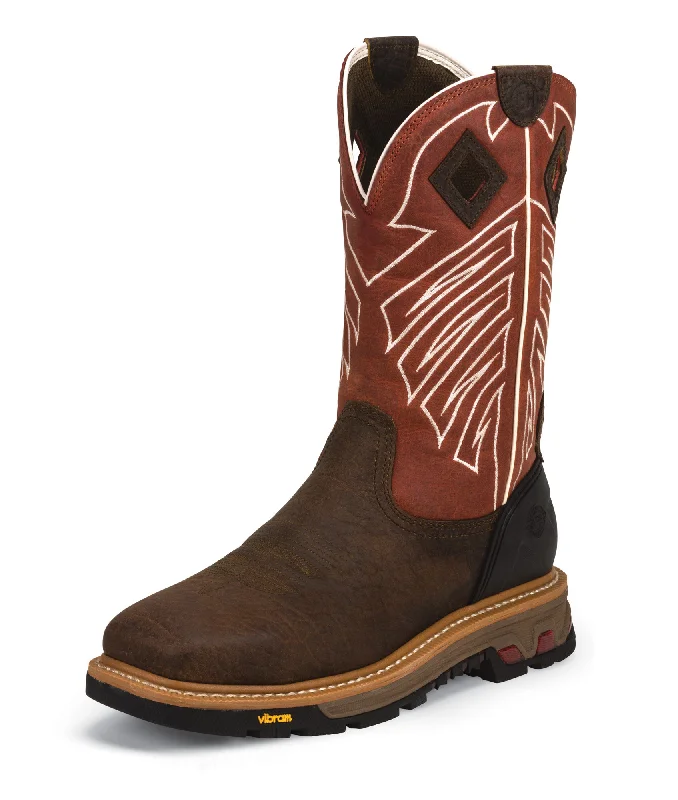 Men's Modern Boots Justin ST WP EH Mens Chestnut Roughneck Leather Work Boots