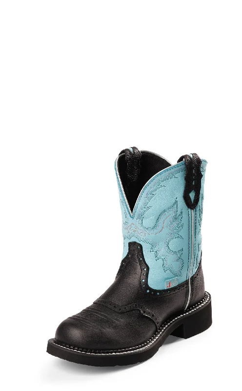 Limited Stock On High-Quality Shoes At Great Prices Justin Womens Aqua Blue Leather Western Boots 8in Gypsy Black