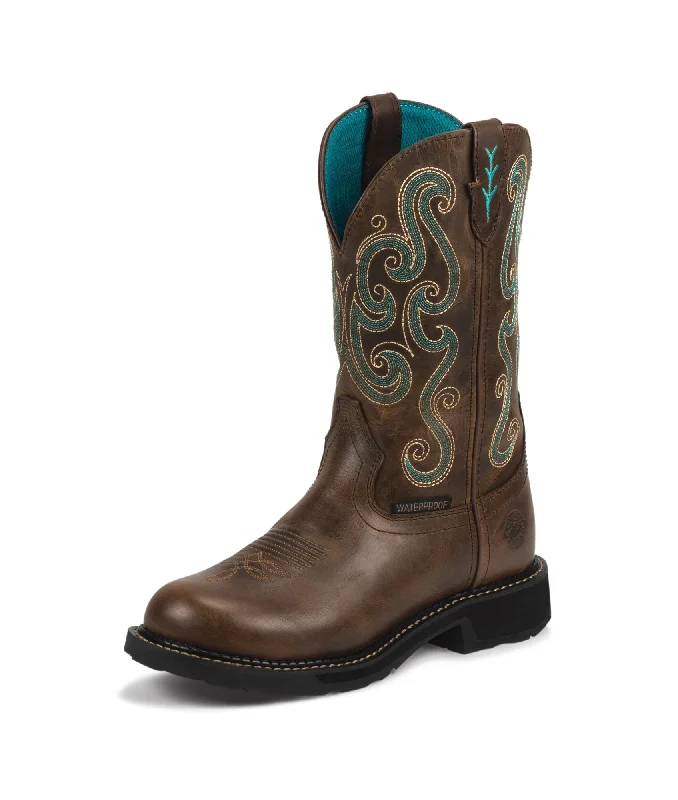 Last Chance To Grab High-Performance Shoes On Sale Justin Womens Tan Jaguar Leather Work Boots WP Gypsy Steel Toe 11in
