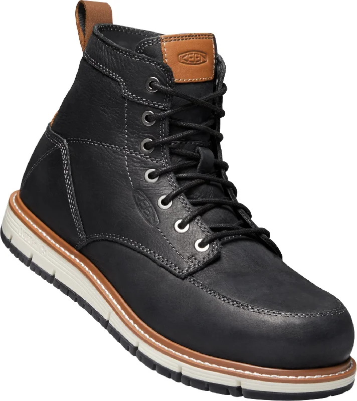 Men's Moisture-Wicking Shoes Keen Utility Mens San Jose 6in AT Black/Caramel Cafe Leather Work Boots