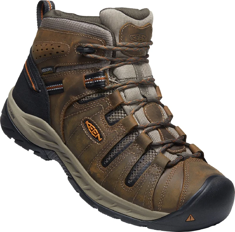 Men's Sporty Shoes Keen Utility Mens Flint II Mid WP Soft Black Olive/Brindle Leather Work Boots