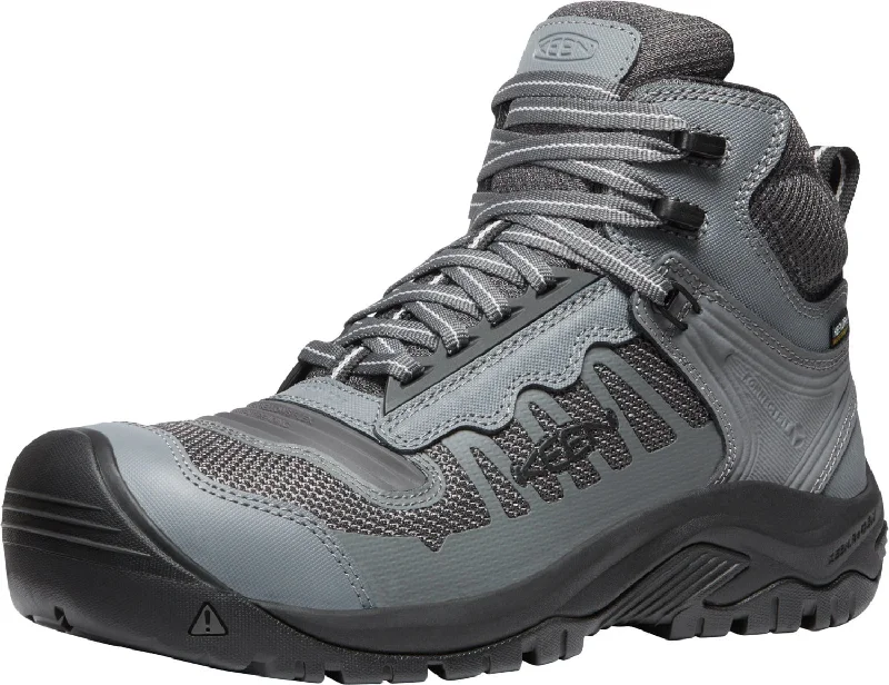 Men's Comfortable Boots Keen Utility Mens Reno Mid KBF WP Magnet/Black Leather Work Boots