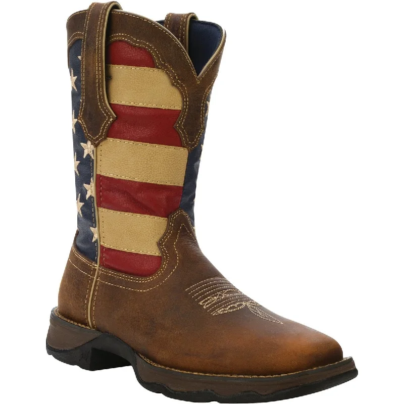 Men's Premium Shoes Lady Rebel by Durango Womens Brown Leather Union Flag USA Cowboy Boots