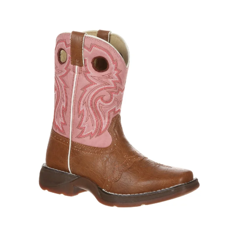 Last Chance To Grab High-Performance Shoes On Sale Lil' Flirt by Durango Girls Tan Faux Leather Lacey Western Cowboy Boots