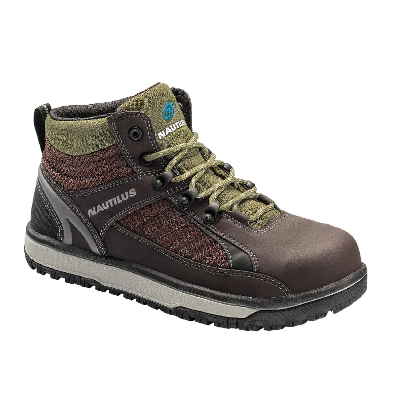 Men's Flexible Sole Boots Nautilus Mens Urban Mid Brown Faux Leather Work Boots