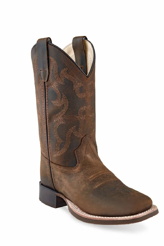 Men's Odor-Resistant Shoes Old West Brown Children Boys Leather Classic Cowboy Boots 8.5D
