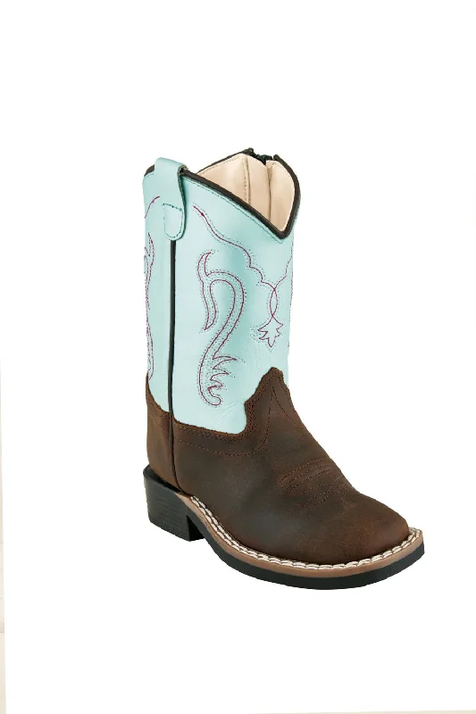 Men's Moisture-Wicking Boots Old West Brown/Silver Blue Toddler Girls Leather Cowboy Boots