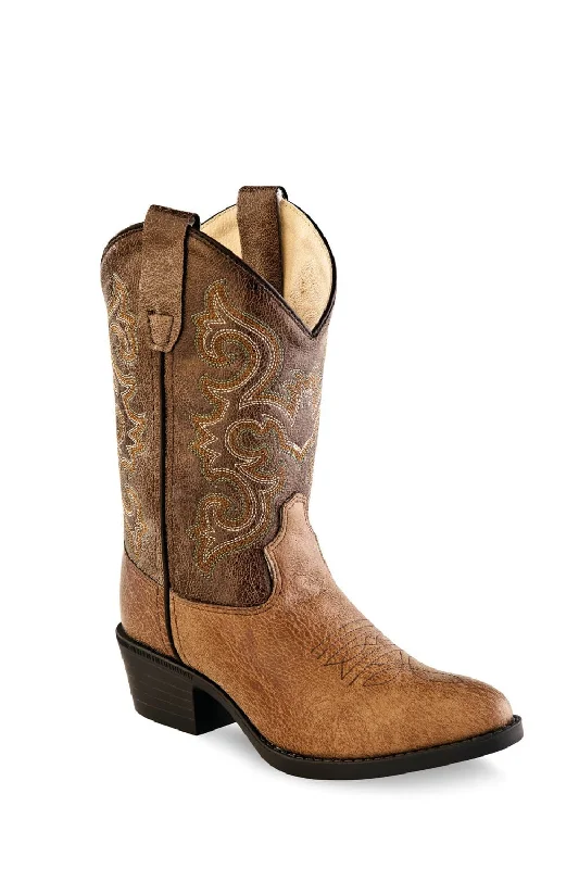 Men's Adaptive Fit Shoes Old West Tan Kids Boys Faux Leather Western Cowboy Boots 8.5D