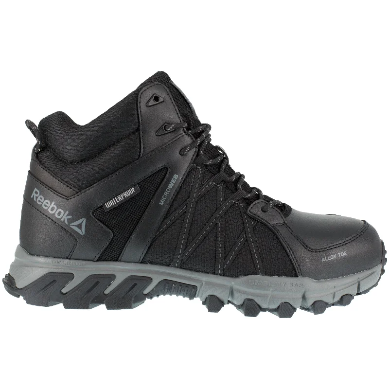 Men's Temperature-Regulating Boots Reebok Mens Black/Grey Mesh Work Boots Athletic Mid Cut AT