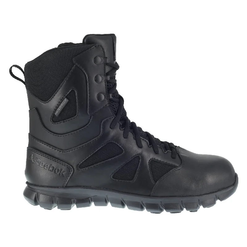 Men's Shock-Absorbing Shoes Reebok Mens Black Leather Work Boots Sublite Tactical 8in WP