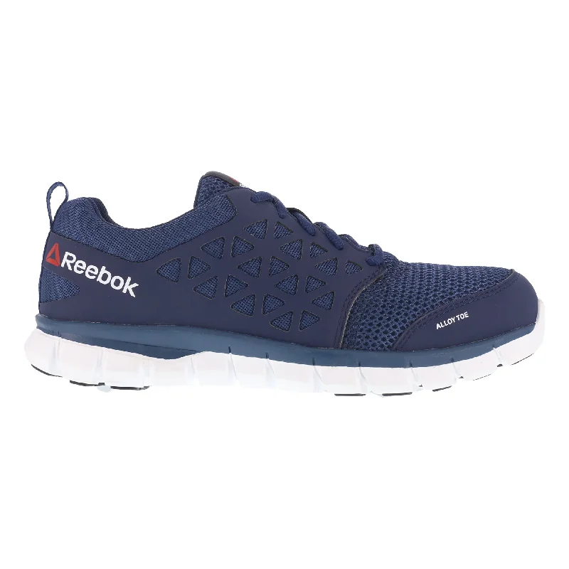 High-Quality Shoes Reebok Mens Navy Mesh Work Shoes Alloy Toe Oxfords