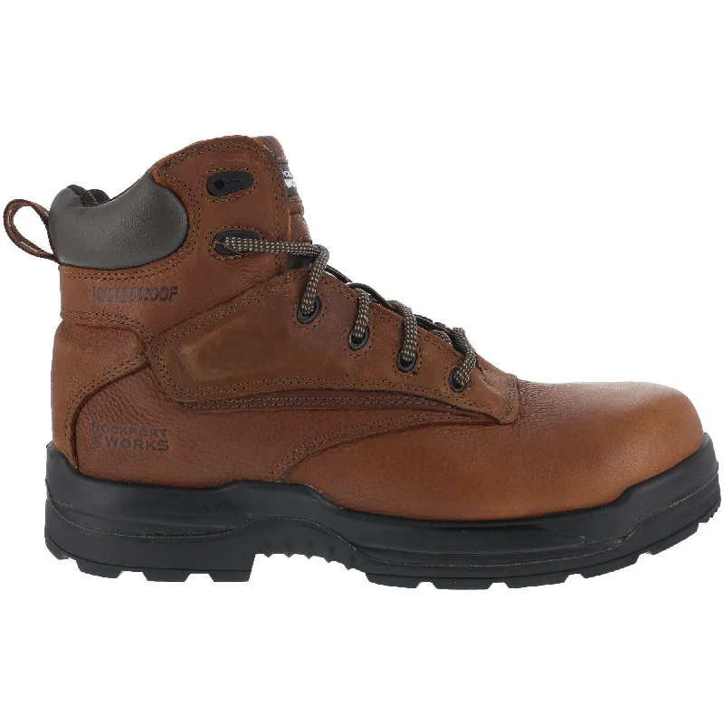 Unmissable Discounts On Modern Designer Shoes Rockport Womens Deer Tan WP Leather Work Boots More Energy Comp Toe