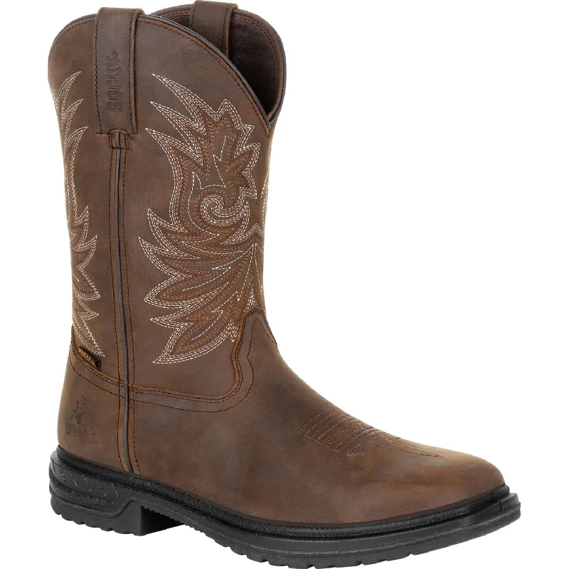 Early Access To Discounted Designer Shoes Rocky Mens Brown Leather 11in CT WorkSmart Cowboy Boots