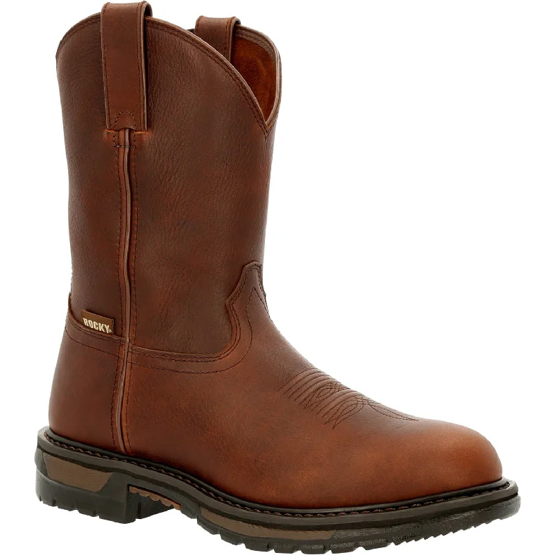 Refresh Your Shoe Collection With Amazing Deals Rocky Mens Brown Leather Original Ride Unlined Cowboy Boots