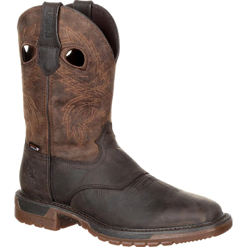Comfortable Shoes For Men Rocky Mens Dark Crazy Horse Leather Original Ride FLX WP Cowboy Boots
