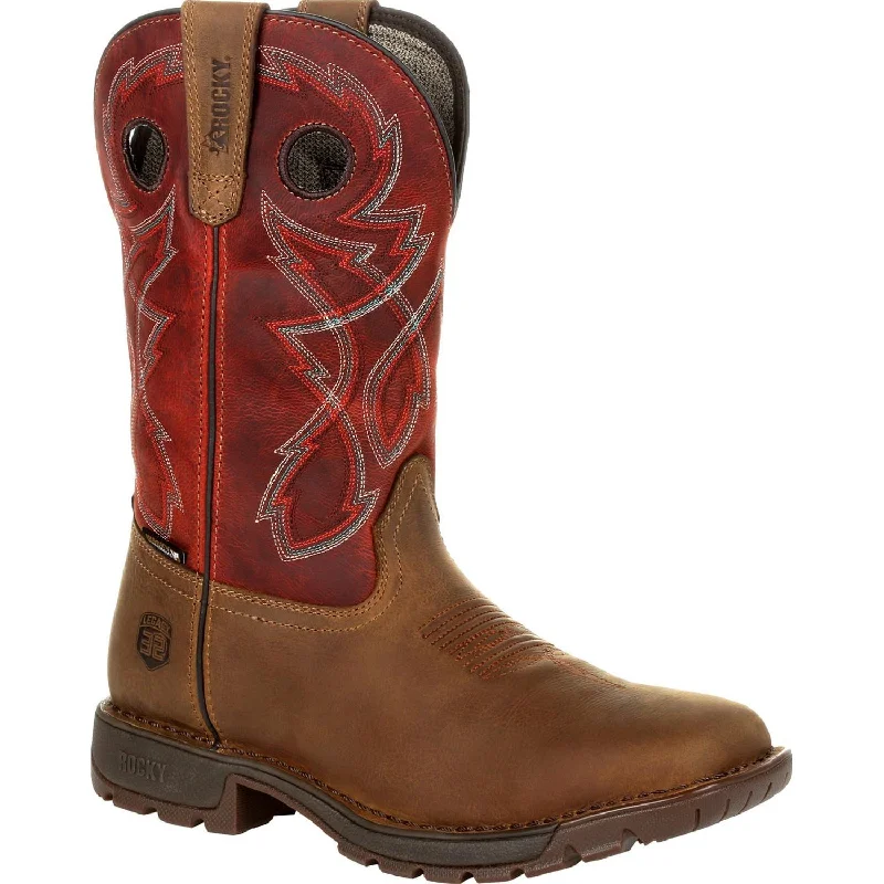 Get Stylish Shoes At Unbeatable Discounts Rocky Mens Tan/Red Leather Legacy 32 WP Western Cowboy Boots
