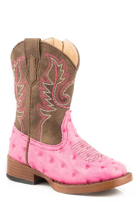 Seasonal Shoe Sale With Incredible Discounts Roper Annabelle Infant Pink Faux Leather Ostrich Western Boots
