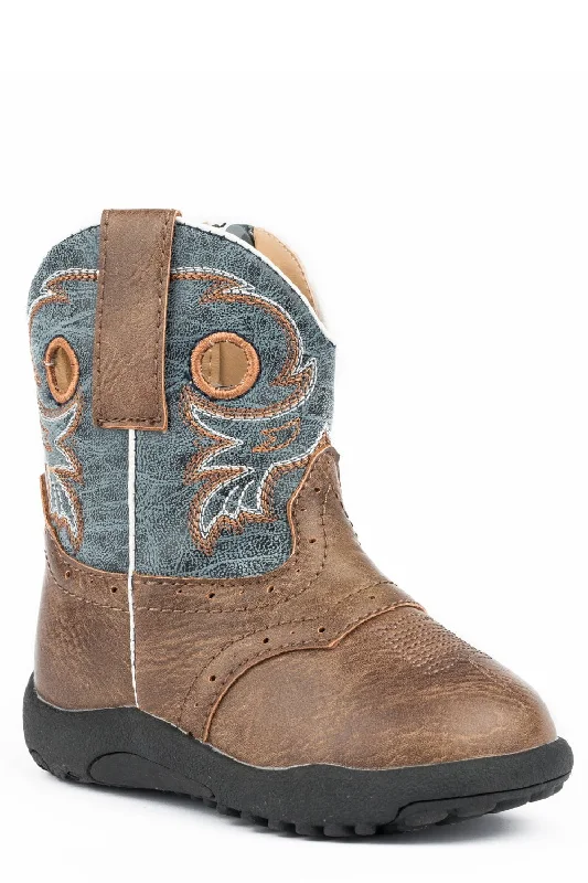 Men's Durable Boots Roper Boys Infants Brown Faux Leather Distressed Daniel Cowboy Boots