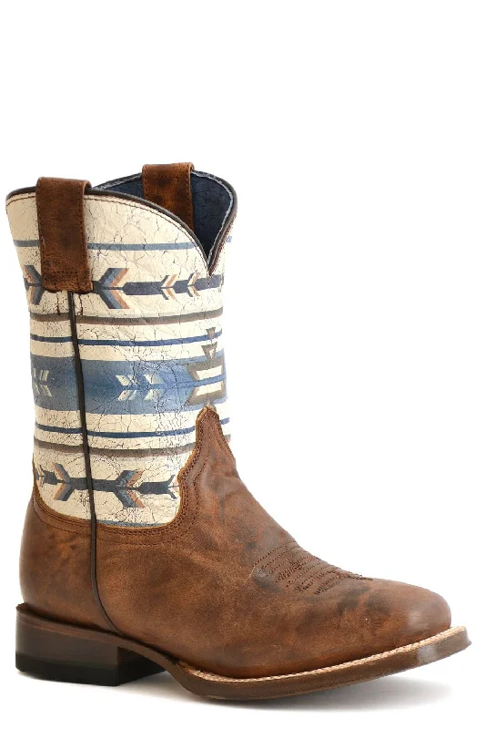 Men's Temperature-Regulating Shoes Roper Boys Kids Tan Leather Cowboy Aztek Cowboy Boots