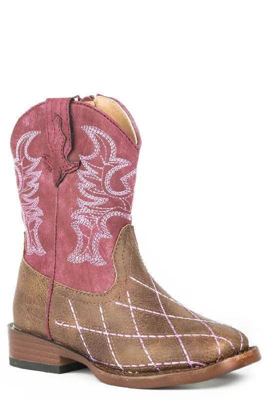 Shop Now For Discounted Shoes Roper Cross Cut Toddlers Girls Brown Faux Leather Cowboy Boots