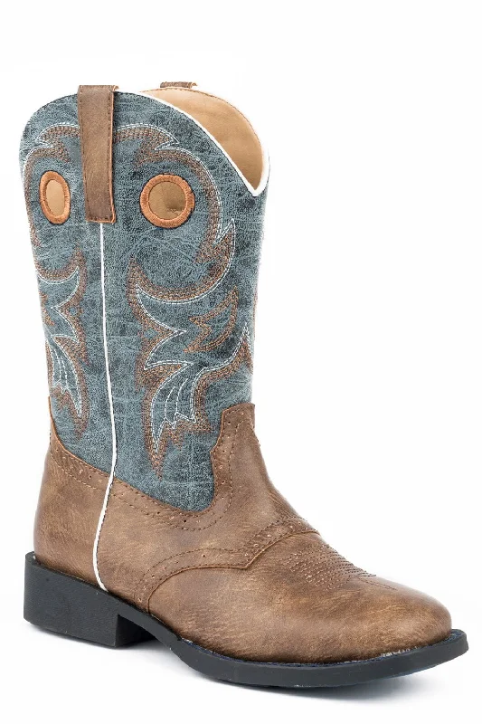 Men's Casual Boots Roper Distressed Boys Youth Brown Faux Leather Daniel Cowboy Boots
