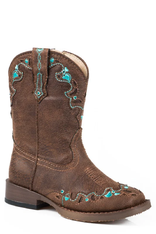 Shop Now For Limited-Time Footwear Deals Roper Hearts Infant Brown Faux Leather Girls Crystals Boots