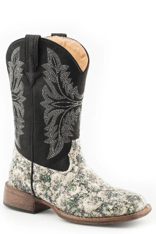 High-Quality Shoes Roper Kids Girls Black Faux Leather Multi Floral Cowboy Boots