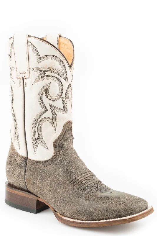 Men's Durable Boots Roper Mens Brown/White Leather Parker Cowboy Boots