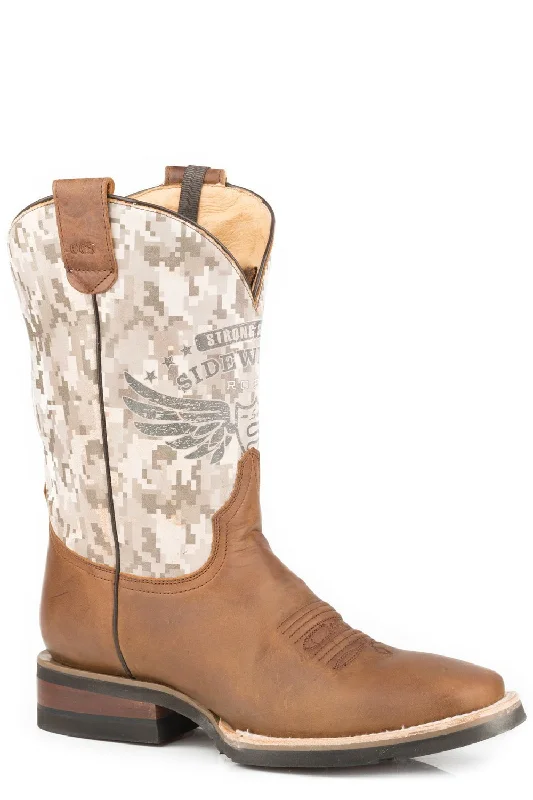 Men's Comfortable Shoes Roper Mens Tan/White Leather Out of Sight Cowboy Boots