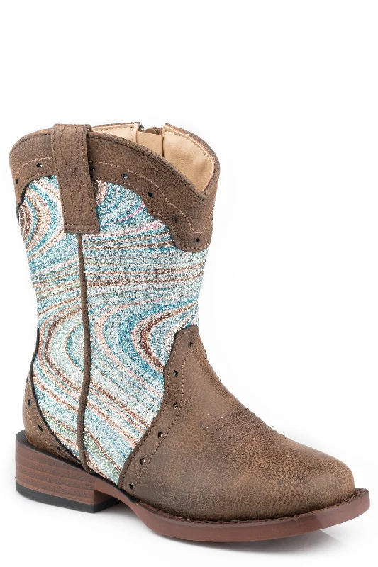 Men's Stylish Shoes Roper Toddlers Girls Blue/Brown Faux Leather Glitter Swirl Cowboy Boots Men's Stylish Shoes Roper Toddlers Girls Blue/Brown Faux Leather Glitter Swirl Cowboy Boots