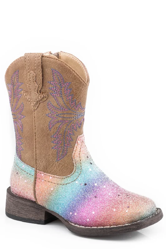 Seasonal Shoe Sale With Incredible Discounts Roper Toddlers Girls Multi Faux Leather Glitter Rainbow Cowboy Boots