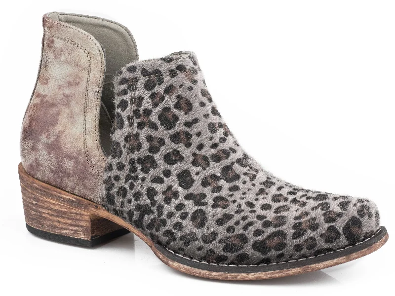 Get The Best Deals On Breathable Shoes Today Roper Womens Grey Faux Leather Ava Faux Leopard Cowboy Boots