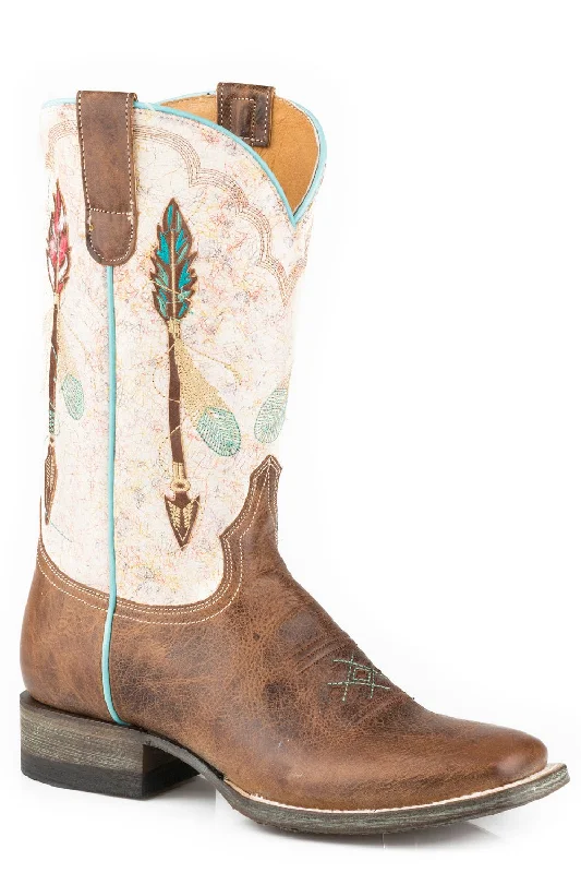 Limited Stock On Premium Leather Shoes Roper Womens Vintage Tan Leather Arrow Feather Cowboy Boots Limited Stock On Premium Leather Shoes Roper Womens Vintage Tan Leather Arrow Feather Cowboy Boots
