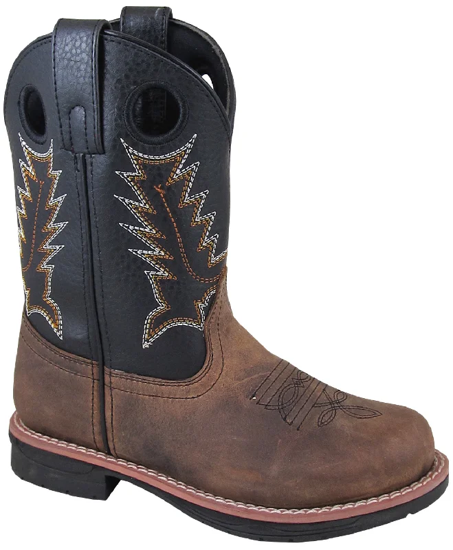Men's Comfortable Boots Smoky Mountain Childrens Boys Buffalo Brown/Black Leather Cowboy Boots