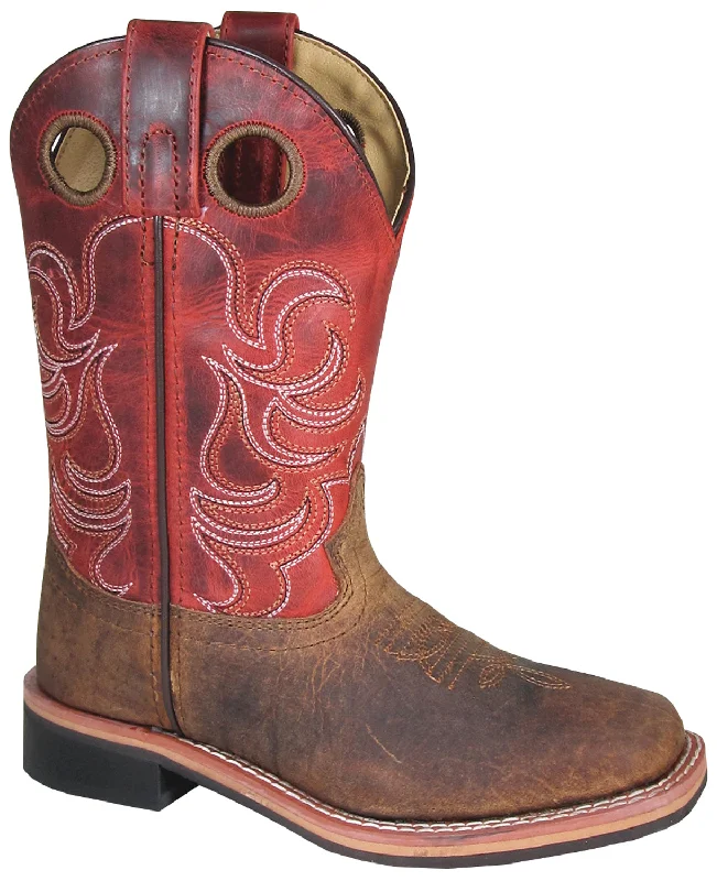 Men's Slip-Resistant Shoes Smoky Mountain Childrens Boys Jesse Burnt Apple/Brown Leather Cowboy Boots
