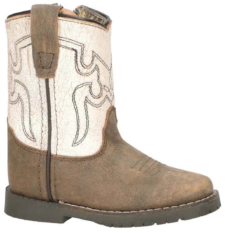 Early Access To Discounted Designer Shoes Smoky Mountain Toddler Unisex Autry Antique White/Brown Leather Cowboy Boots