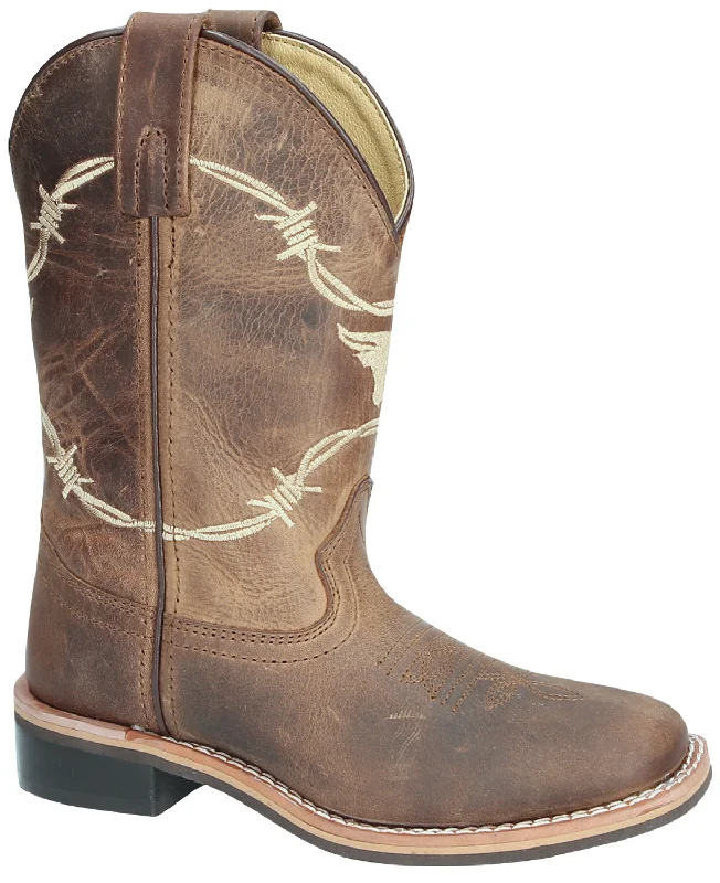 Men's Stylish Shoes Smoky Mountain Youth Boys Logan Waxed Brown Leather Cowboy Boots