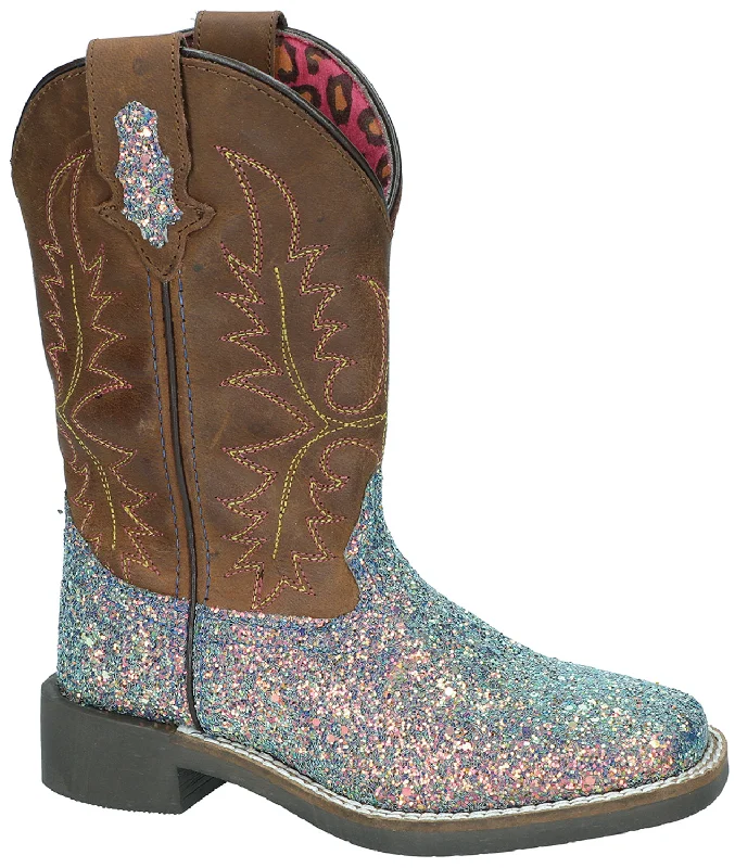 Men's Casual Shoes Smoky Mountain Youth Girls Ariel Crazy Horse/Pastel Leather Cowboy Boots