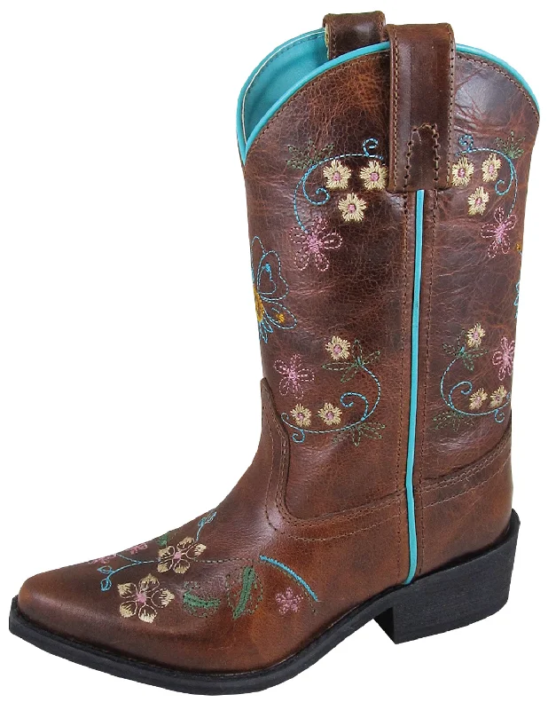 Men's All-Season Shoes Smoky Mountain Youth Girls Florence Brown Leather Cowboy Boots