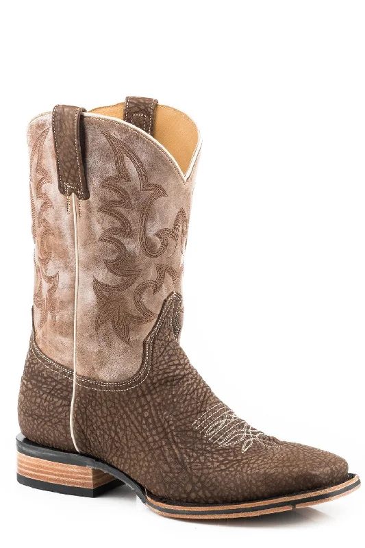 Men's Lightweight Boots Stetson Mens Brown/White Leather Obadiah Cowboy Boots