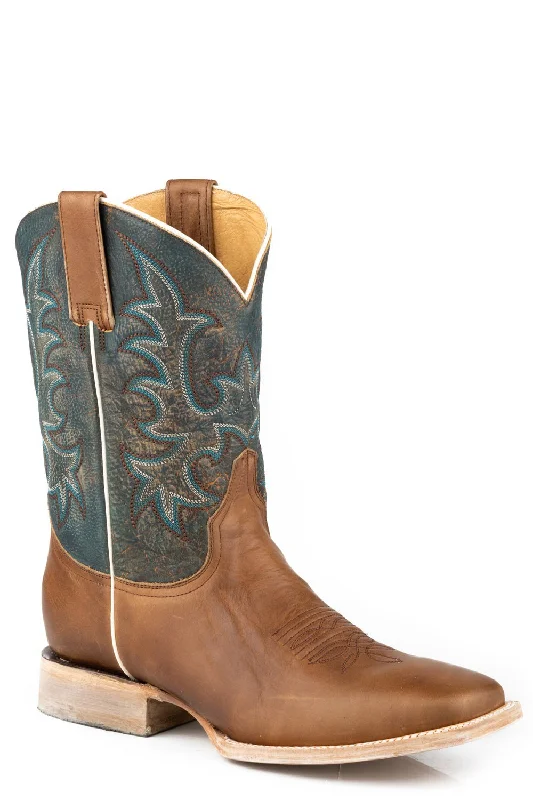 Men's Minimalist Boots Stetson Mens Obadiah Brown Leather Cowboy Boots