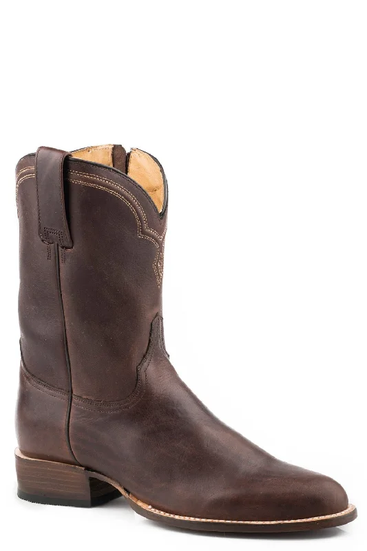 Men's Ultra-Light Boots Stetson Mens Rancher Zip Brown Leather Cowboy Boots