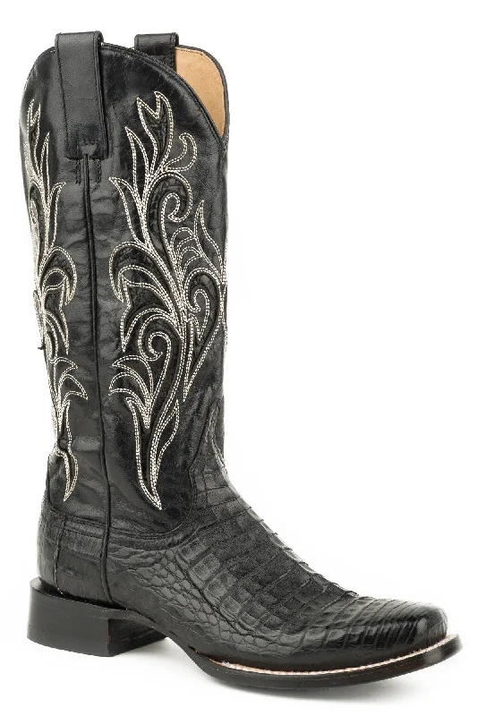 Men's Classic Shoes Stetson Womens Black Caiman Clarisa Cowboy Boots