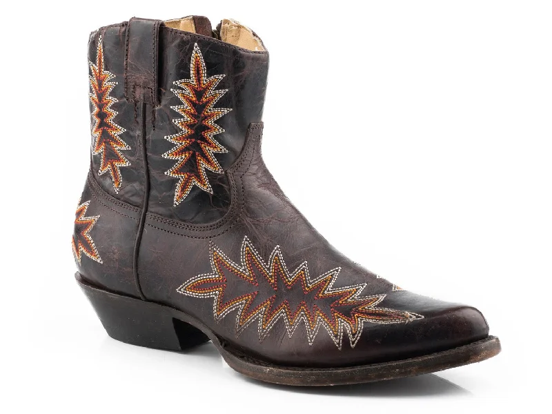 Men's Premium Boots Stetson Womens Brown Leather Charlie Distressed Cowboy Boots