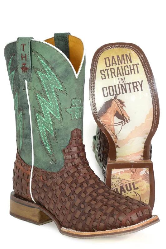 Men's All-Day Wear Boots Tin Haul Mens Tangled Country Brown Leather Cowboy Boots