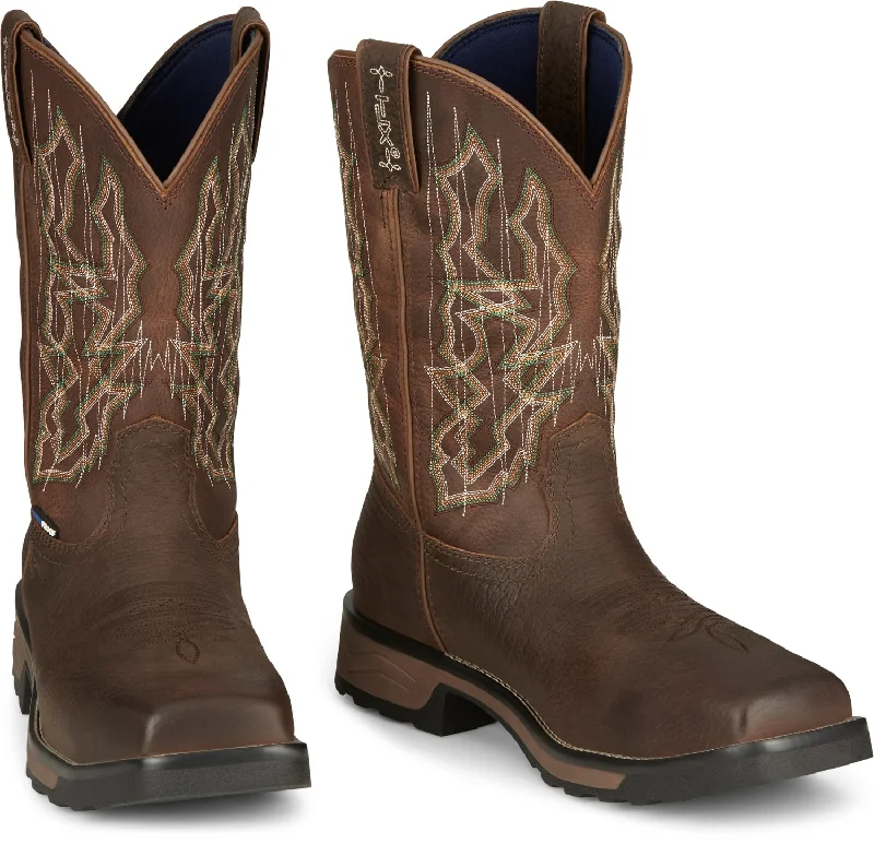 Men's Flexible Shoes Tony Lama 11in CT WP Mens Cognac Anchor Leather Cowboy Boots