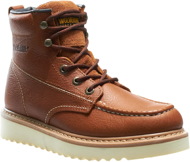 Men's Classic Shoes Wolverine Mens Brown Leather Moc-Toe 6in Work Boots