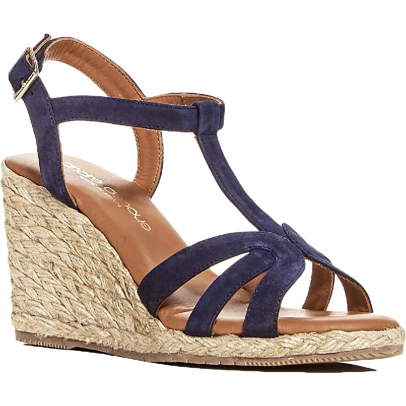 André Assous Womens Madina Padded Insole T-Strap Wedge Sandals