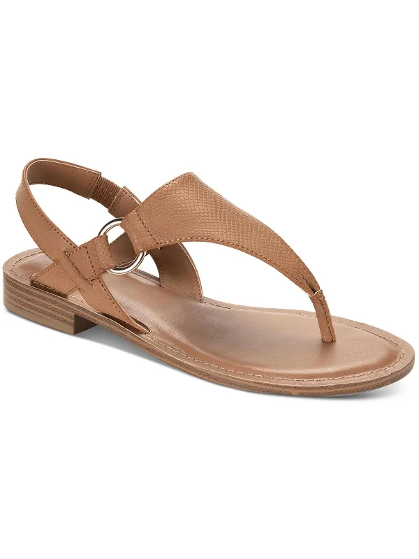 Blairee Womens Faux Leather Casual Thong Sandals